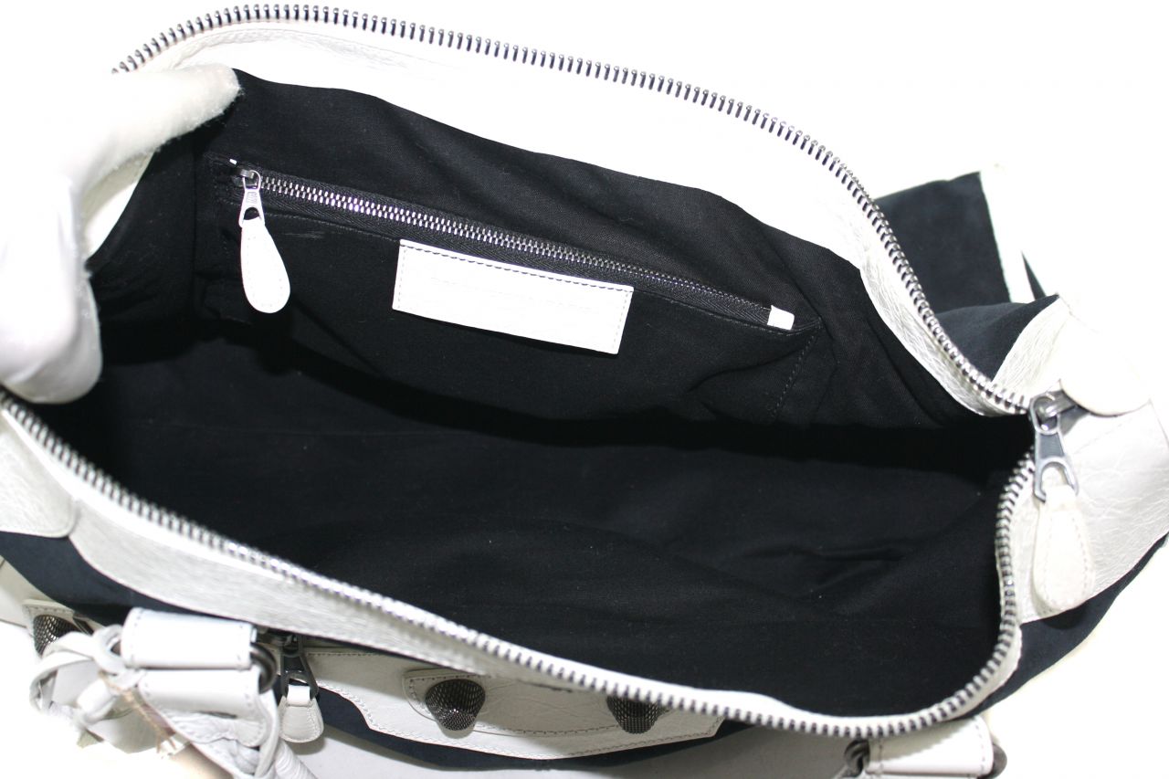 BALENCIAGA Dark Blue Suede 'Giant Work' Large Tote