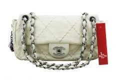 CHANEL Cream Quilted Leather Ultimate Stitch Flap Shoulder Bag