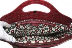 GUCCI Suede Leather Frame Top Tote Bag