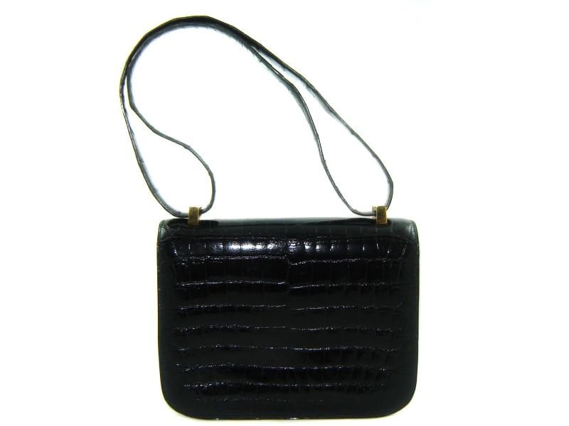 HERMES Vintage Black Crocodile CONSTANCE