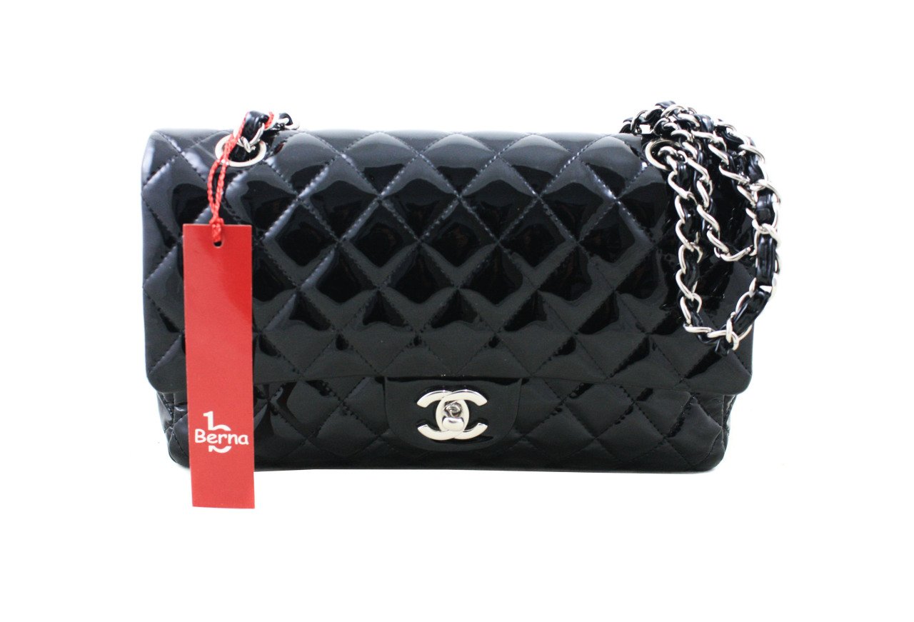 CHANEL Patent Leather Classic Medium Double Flap Bag