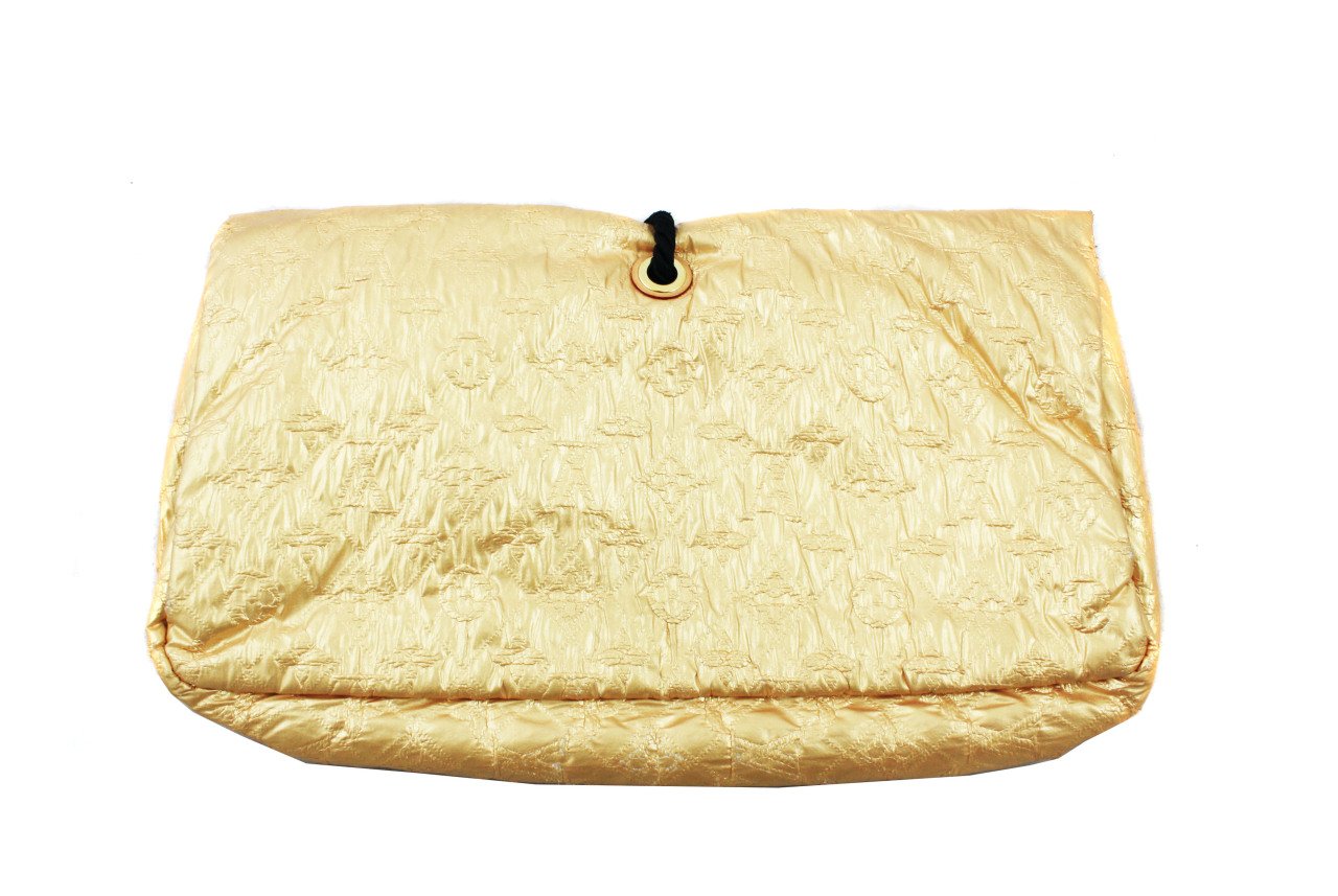 LOUIS VUITTON Gold African Queen Masai GM Limelight Clutch