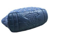 Chanel Blue Nylon Top Stitched Shopping Tote