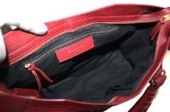 BALENCIAGA Chevre Gold Metallic Edge City Bordeaux