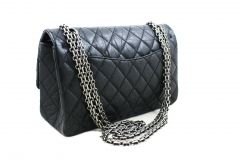 CHANEL Black Distressed Leather 2.55 Reissue 225 Flap