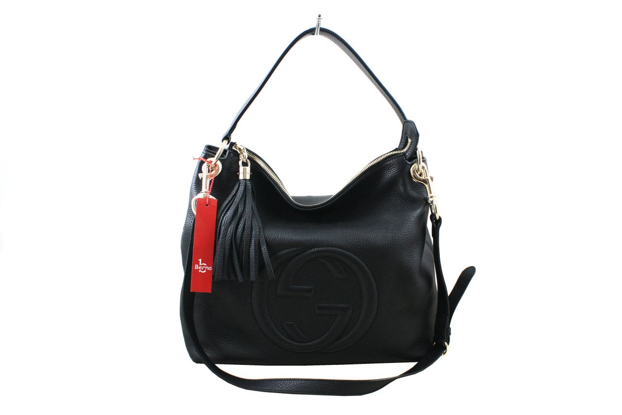 GUCCI Black Leather Soho Hobo Bag