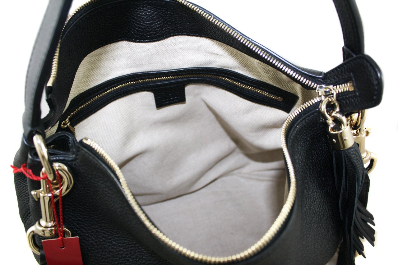 GUCCI Black Leather Soho Hobo Bag