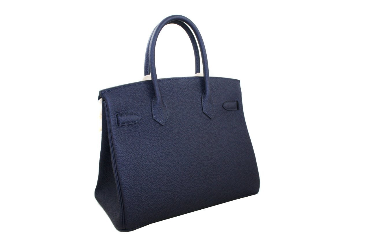 HERMES Birkin 30 Officier Bleu Nuit/Cypres Togo/Swift PHW