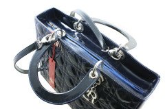 CHRISTIAN DIOR Patent Leather Lady Dior Large Cannage Tote