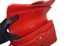 CHANEL Red Lambskin Classic Jumbo Double Flap Bag