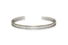 BVLGARI B.Zero1 Diamond & 18k White Gold Narrow Open Cuff Bracelet