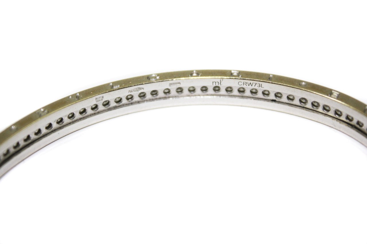 BVLGARI B.Zero1 Diamond & 18k White Gold Narrow Open Cuff Bracelet