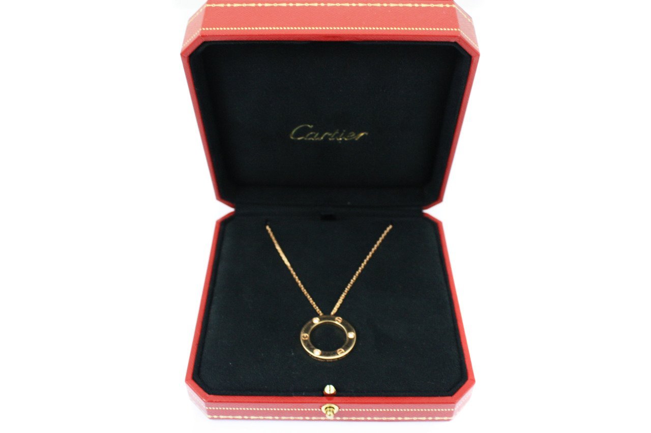 CARTIER 18k Rose Gold 3 Diamonds Love Necklace