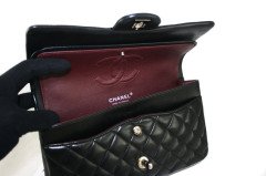 CHANEL Black Lambskin Quilted Medium Double Flap SHW