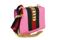 GUCCI Calfskin Mini Sylvie Chain Bag Pink