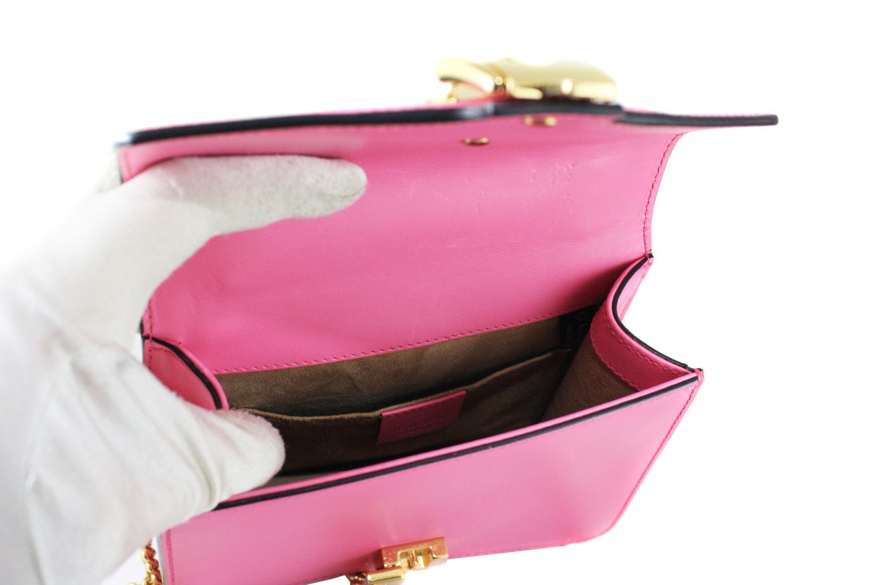 GUCCI Calfskin Mini Sylvie Chain Bag Pink