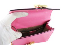 GUCCI Calfskin Mini Sylvie Chain Bag Pink