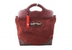 GUCCI Suede Leather Frame Top Tote Bag