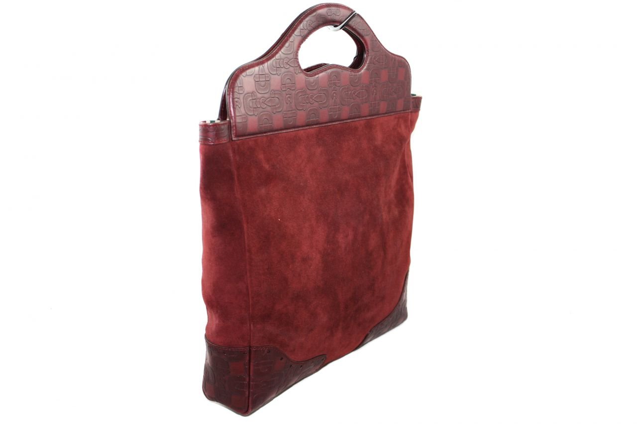 GUCCI Suede Leather Frame Top Tote Bag