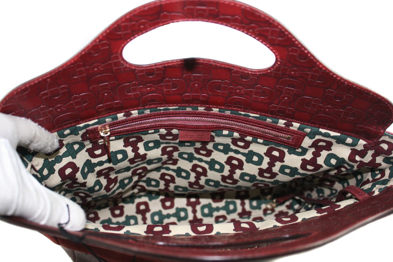 GUCCI Suede Leather Frame Top Tote Bag