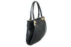 VALENTINO Garavani Black Leather Rose Shoulder Bag