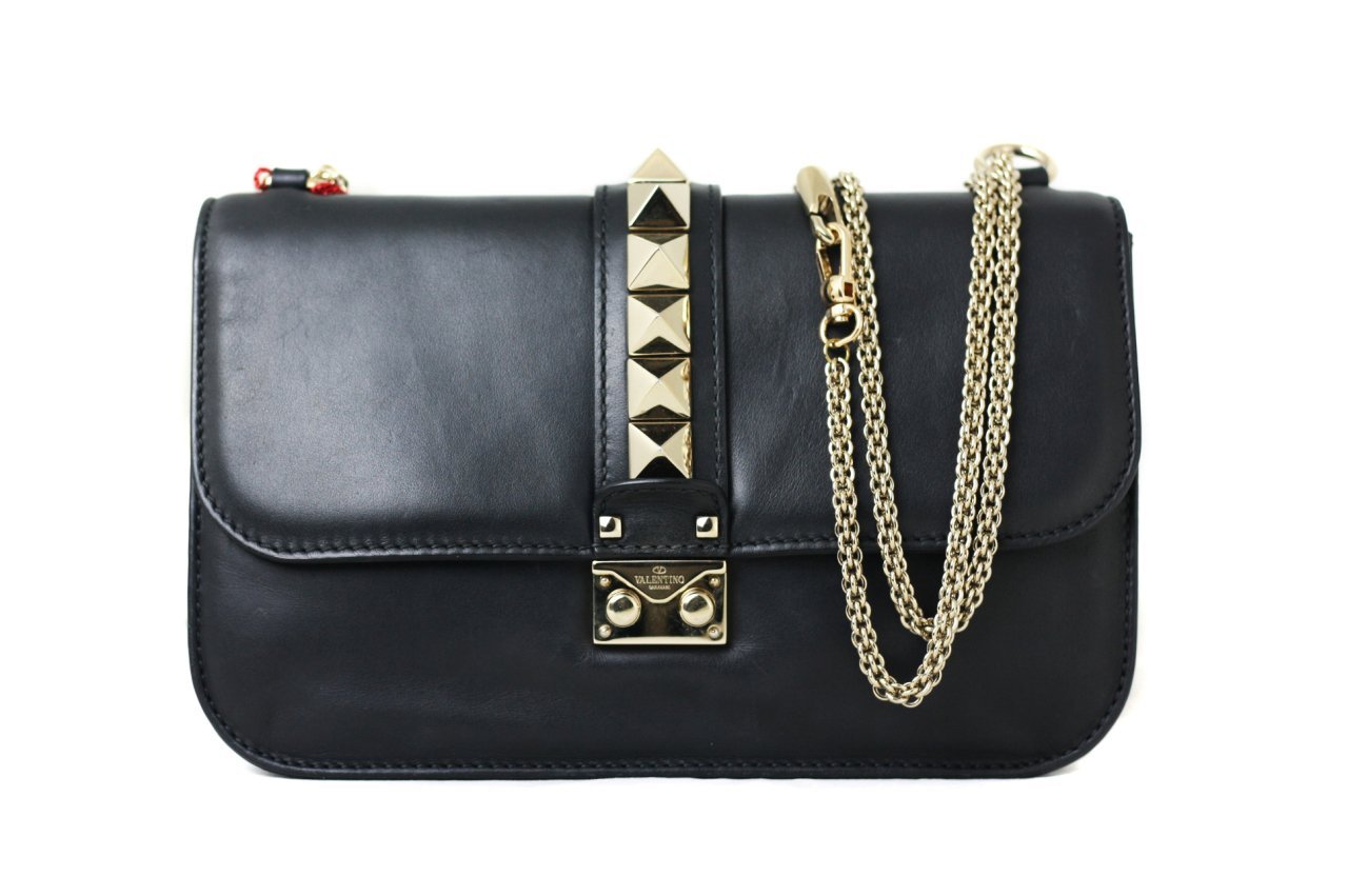 VALENTINO Rockstud Lock Medium Leather Shoulder Bag