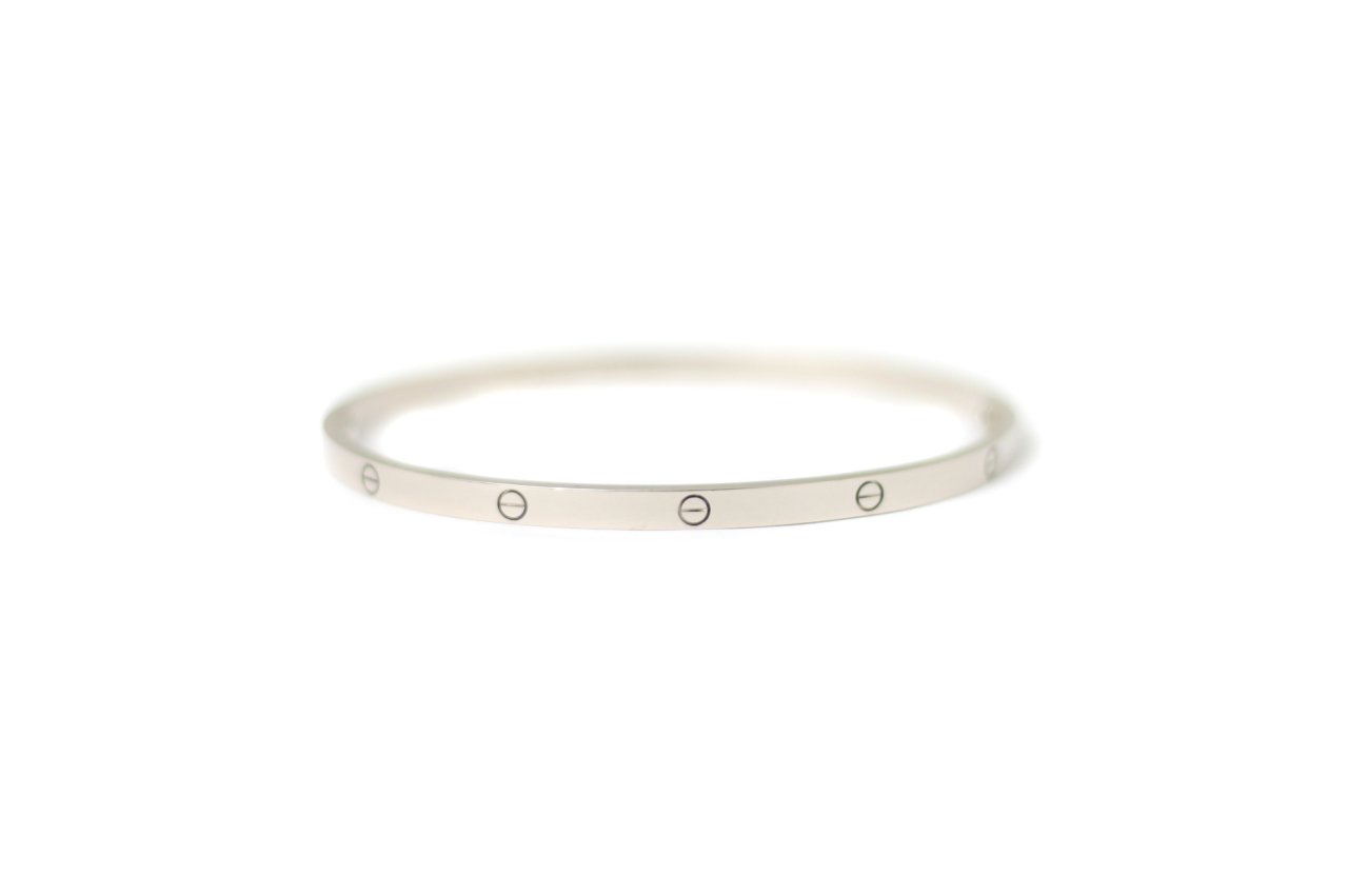 CARTIER 18k White Gold Love SM Bracelet Size 19