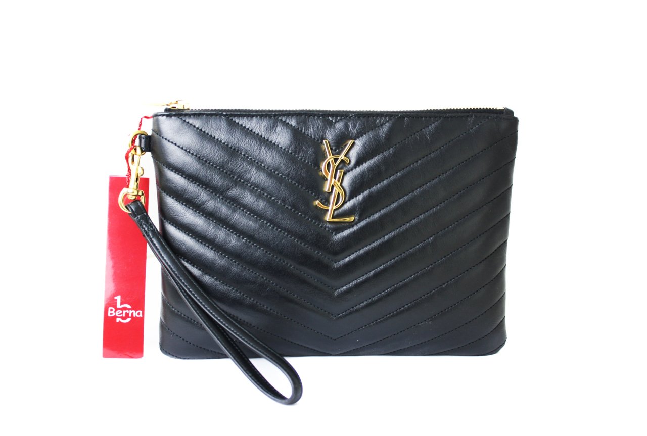 SAINT LAURENT Monogram A5 Pouch In Matelasse Leather