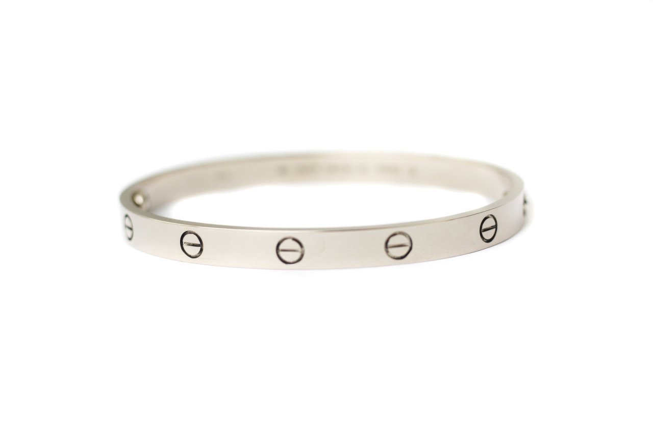 CARTIER 18k White Gold Love Bracelet Size 19