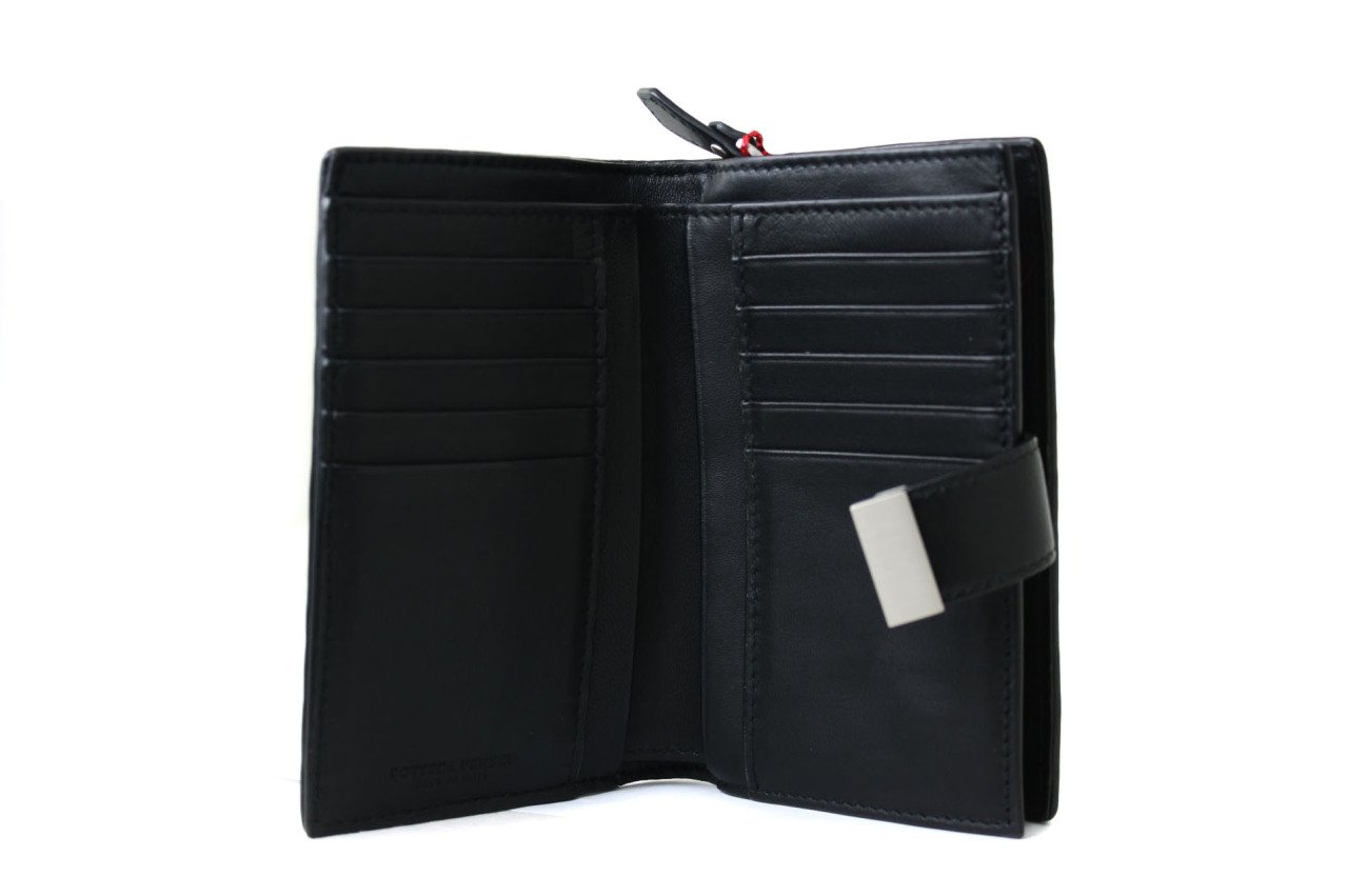 BOTTEGA VENETA Black Woven French Wallet
