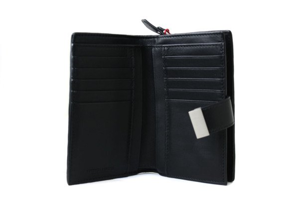 BOTTEGA VENETA Black Woven French Wallet