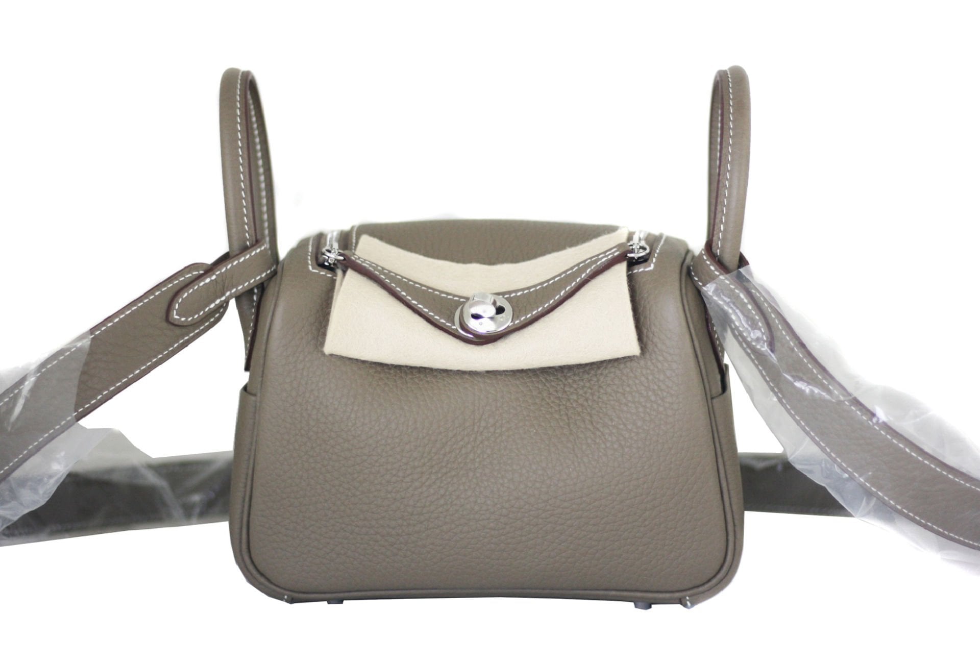 HERMES Mini Lindy 20 Etoupe Clemence Palladium Hardware