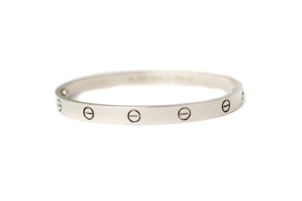 CARTIER 18k White Gold Love Bracelet Size 19