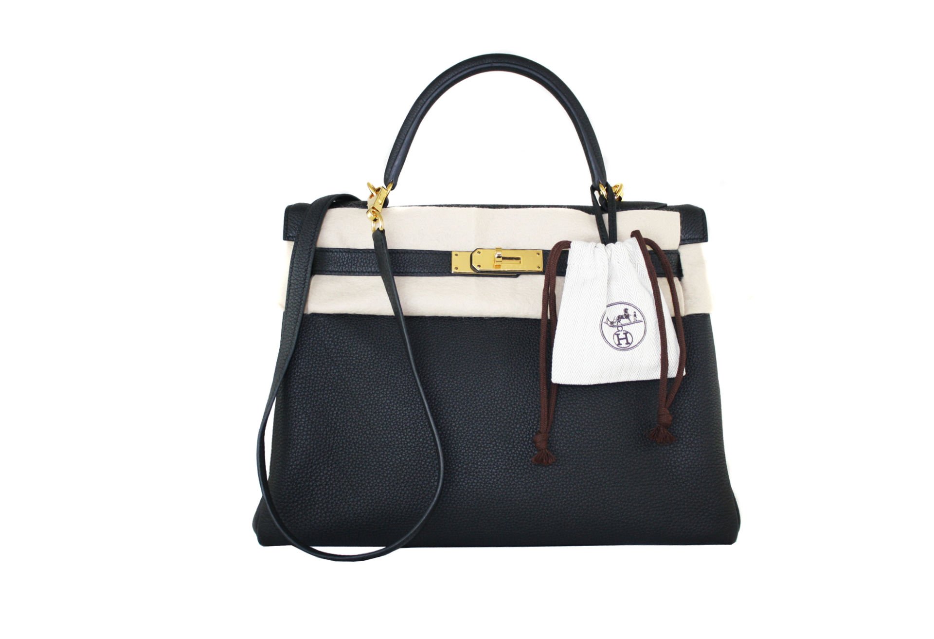 HERMES Black Togo Kelly 32 GHW