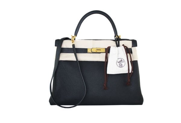 HERMES Black Togo Kelly 32 GHW