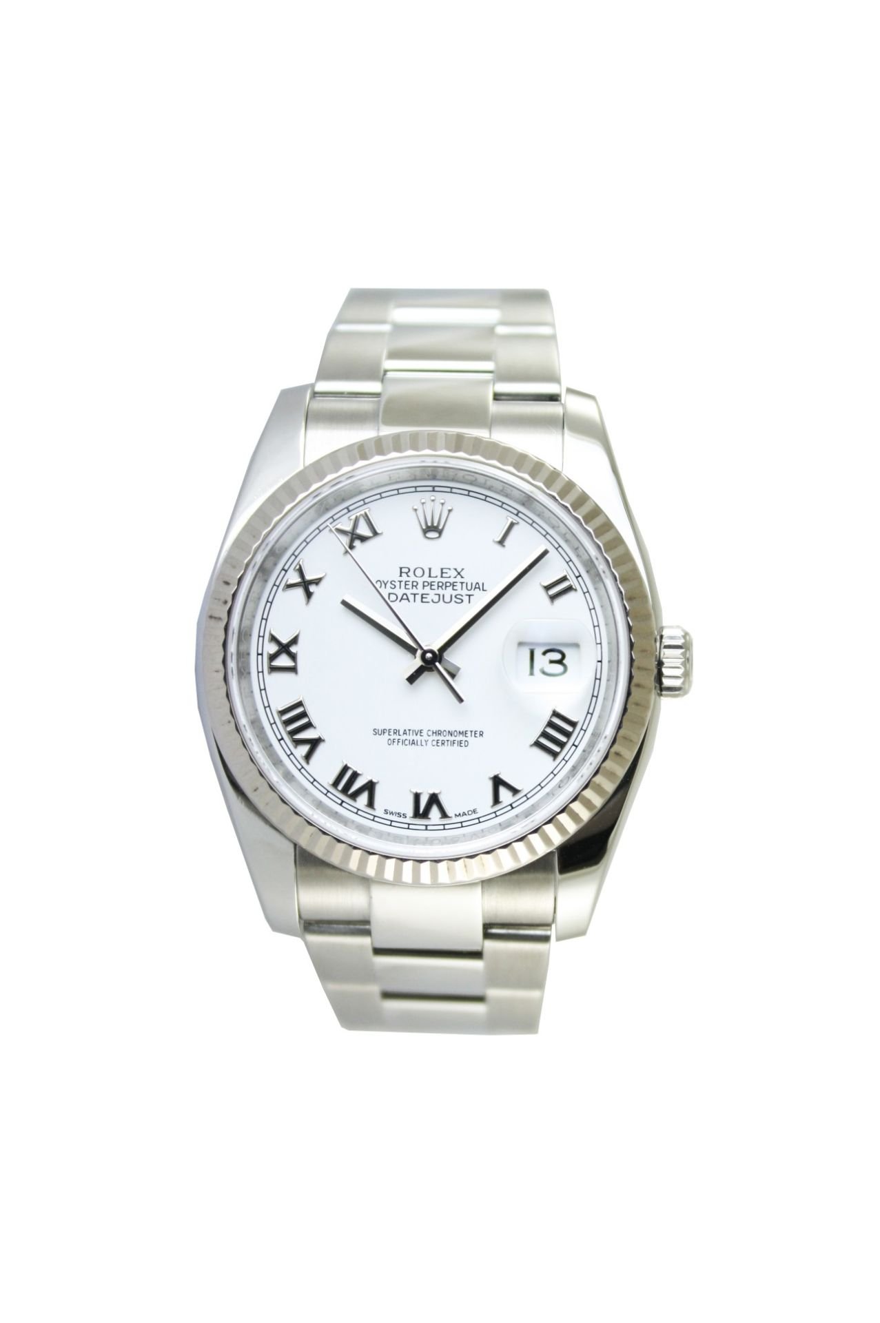 ROLEX Datejust 36mm White Roman Dial Oyster