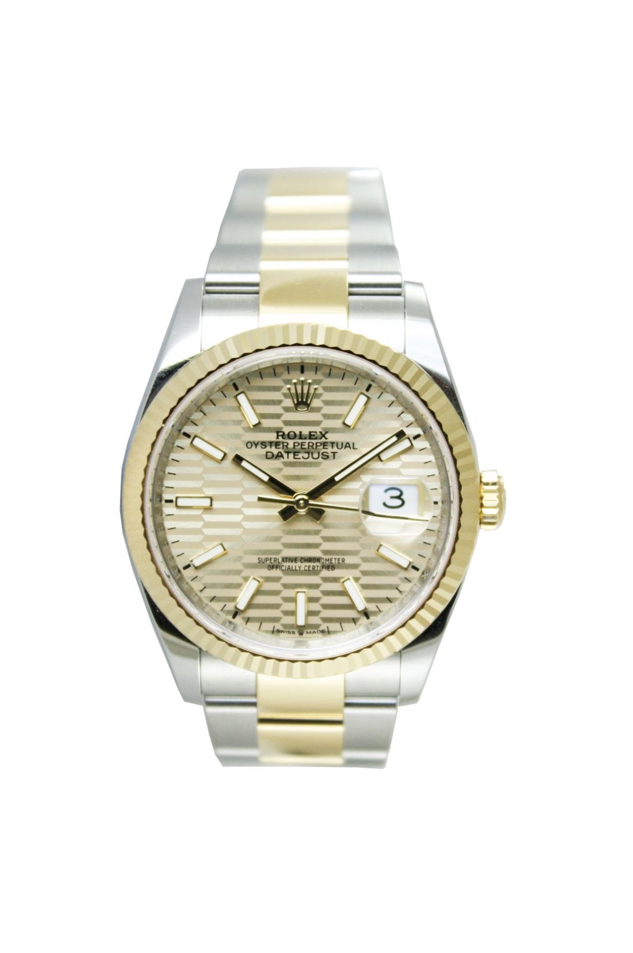 ROLEX Datejust 36mm Two Tone Fluted Motif Dial Oyster