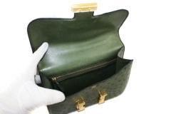 HERMES Vintage Green Ostrich Constance 23cm