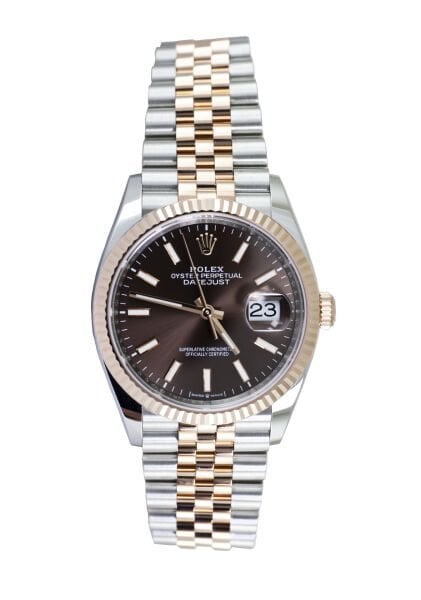ROLEX Datejust 36mm Chocolate 18k Rose Gold/Steel Jubilee