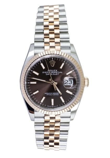ROLEX Datejust 36mm Chocolate 18k Rose Gold/Steel Jubilee