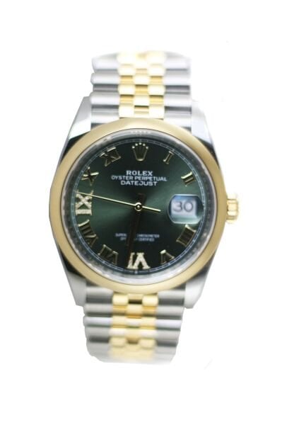 ROLEX Datejust 36mm Olive Green Roman VI/IX 24 Diamonds Jubilee