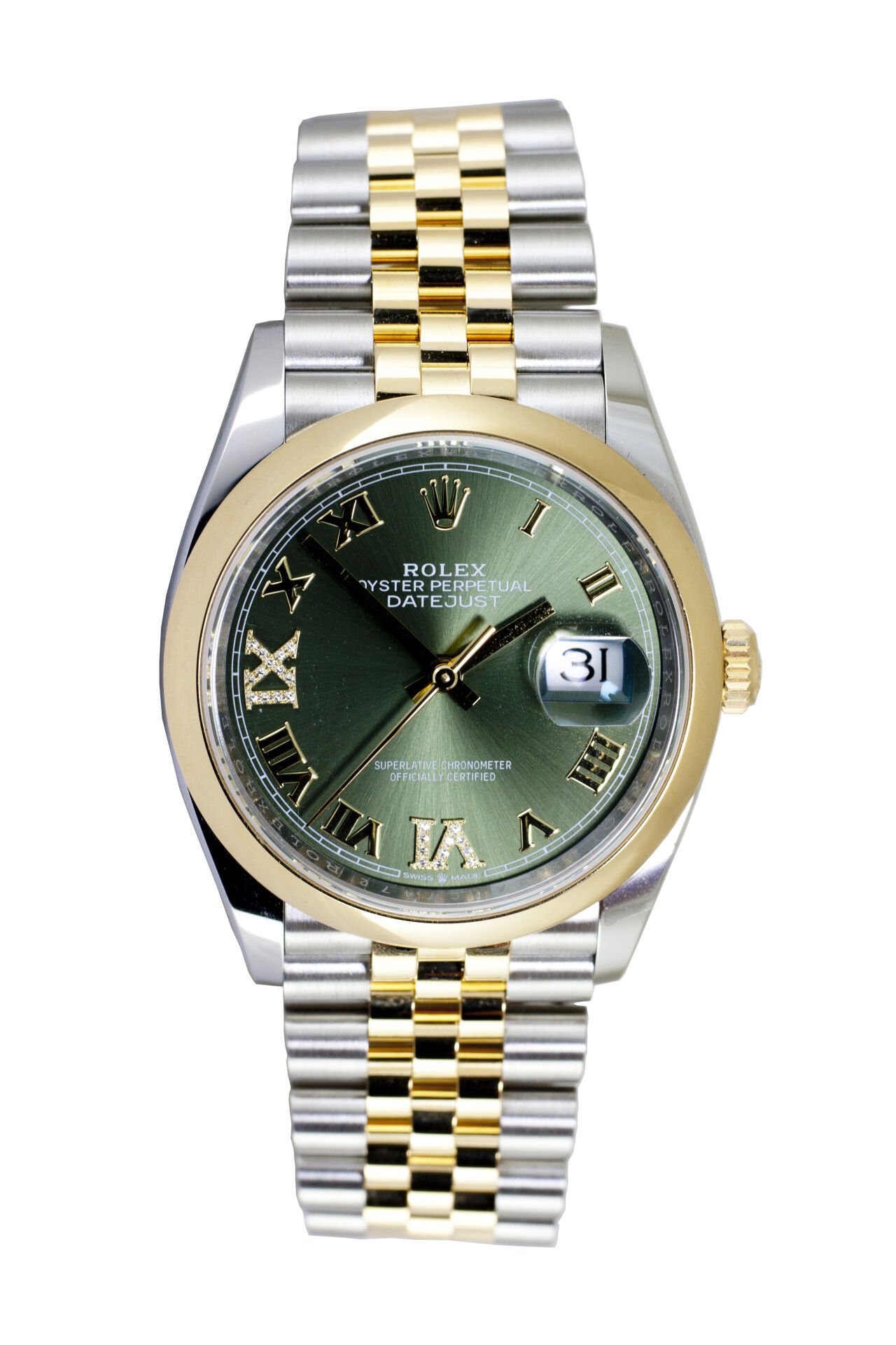 ROLEX Datejust 36mm Olive Green VI/IX 24 Diamonds Jubilee