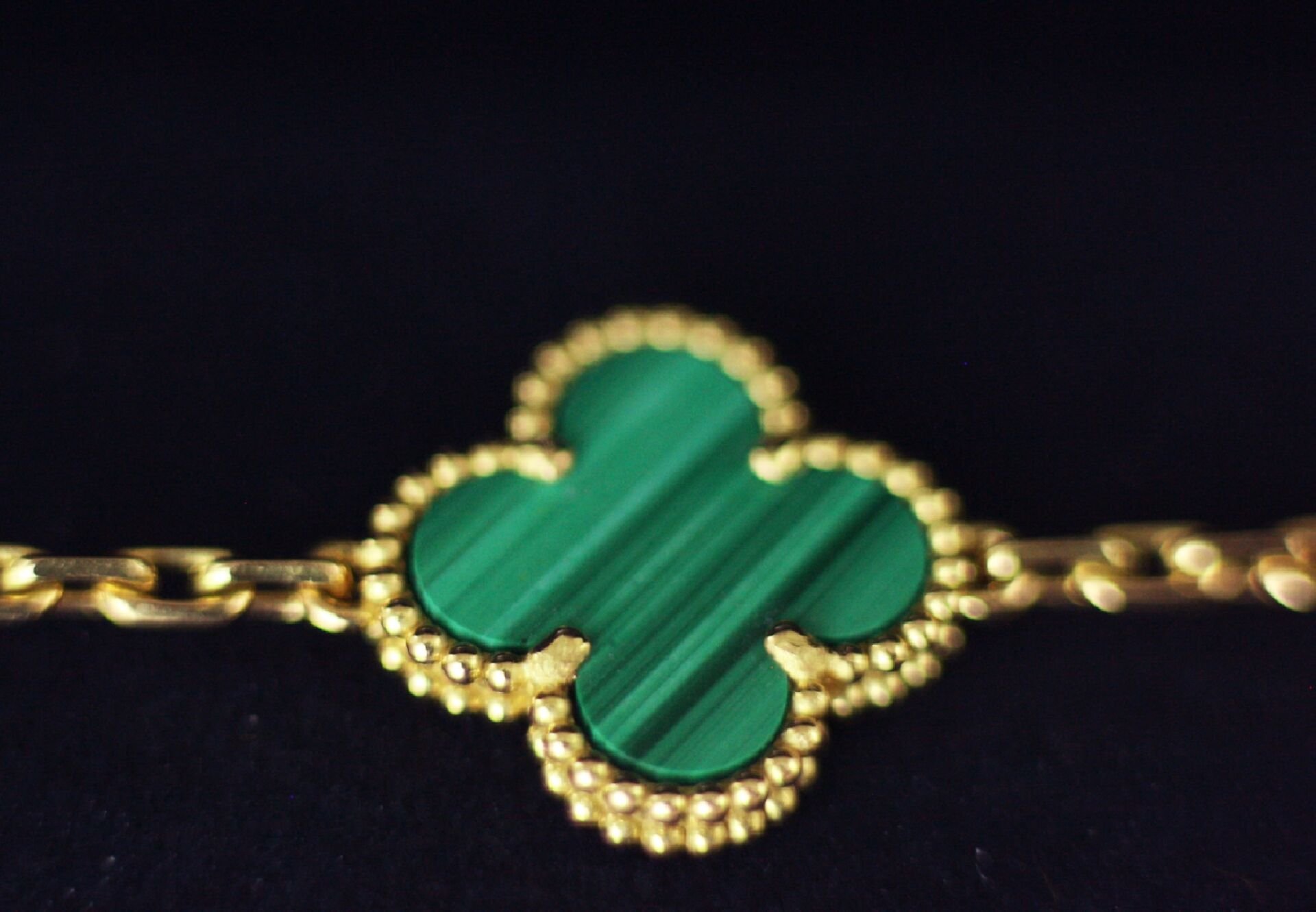 VAN CLEEF&ARPELS Yellow Gold Vintage Alhambra Malachite