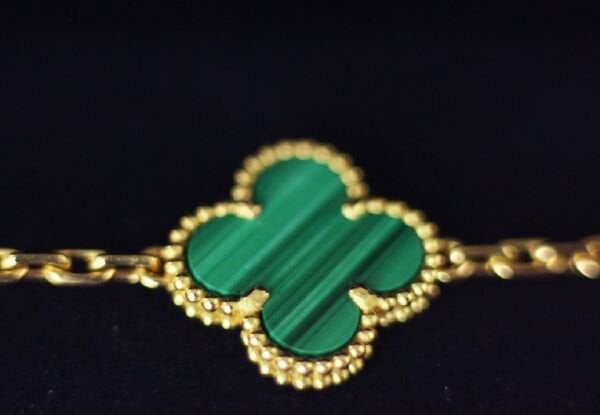 VAN CLEEF&ARPELS Yellow Gold Vintage Alhambra Malachite