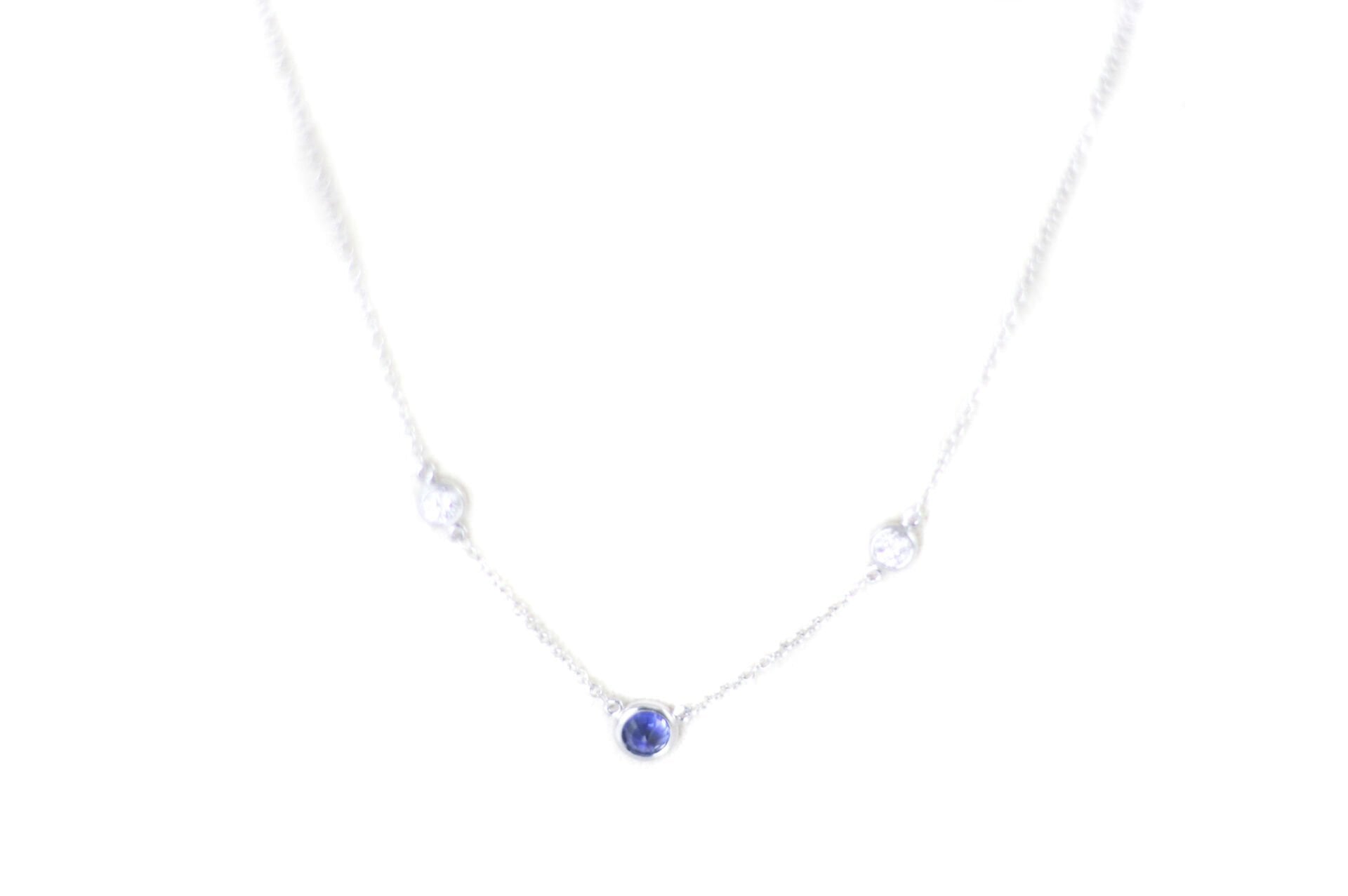 TIFFANY & CO. Elsa Peretti 0.30ct Sapphire Diamond Platinum Necklace