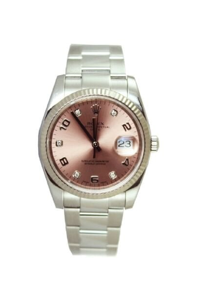 ROLEX Oyster Perpetual Date 34mm Salmon Diamond Dial