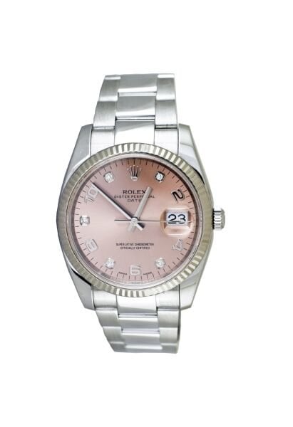 ROLEX Oyster Perpetual Date 34mm Salmon Diamond Dial
