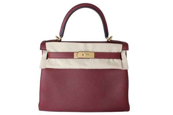 HERMES Kelly 28 Togo Rouge H GHW Retourne