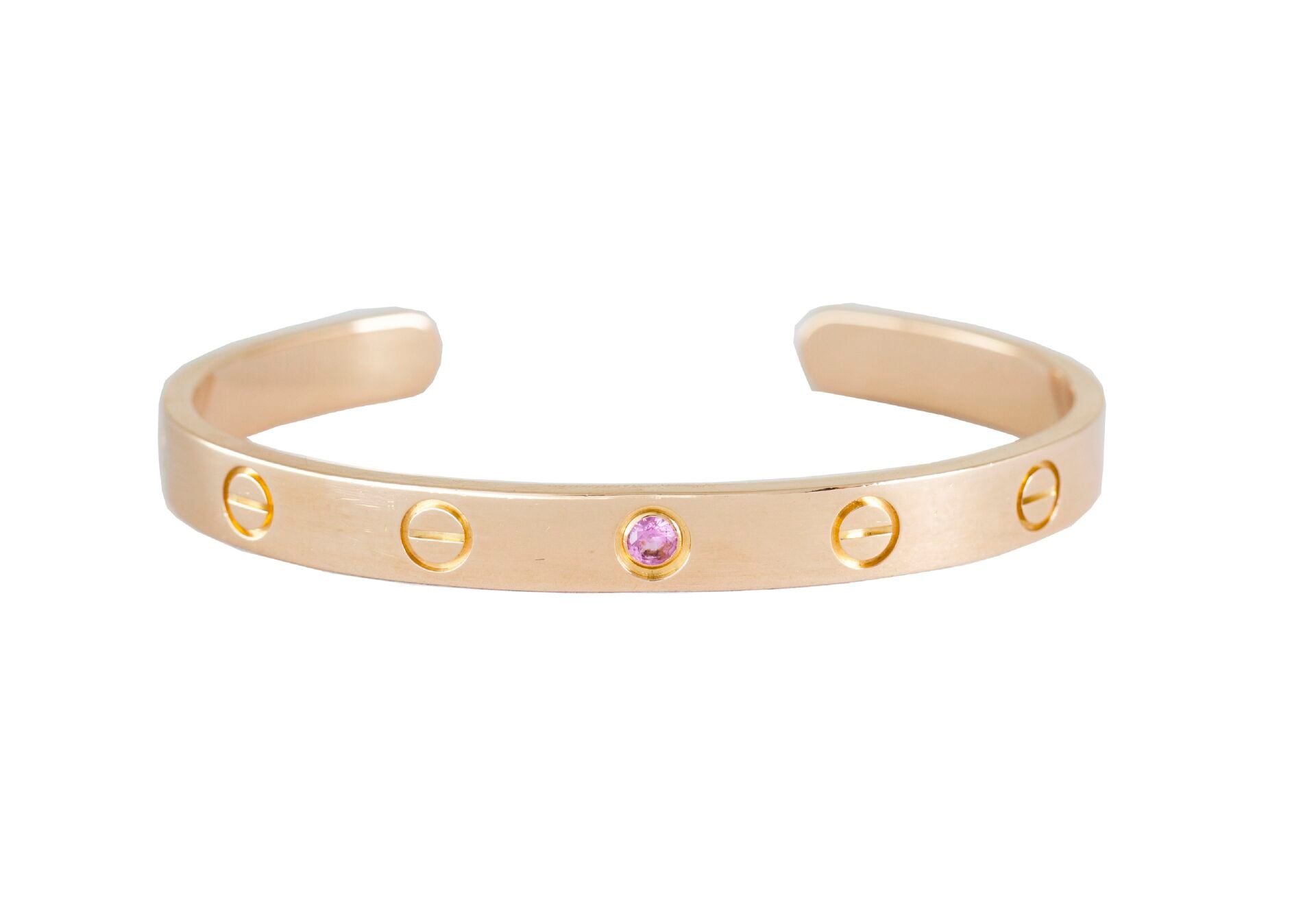 CARTIER Love Open 18k Rose Gold&Pink Sapphire Bracelet