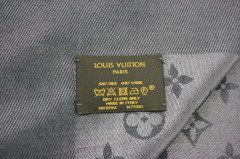 LOUIS VUITTON Grey Monogram Shawl Fringe Trim
